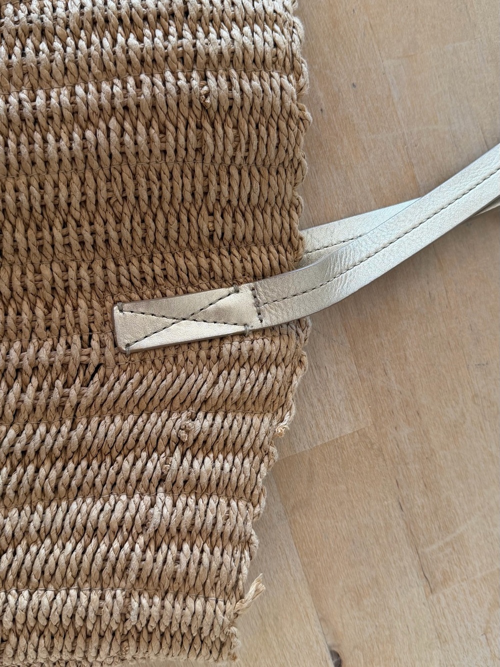 J. Crew Tan Woven Straw Tote with Cream Handles - Picture 3 of 3